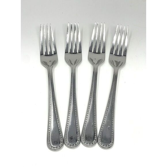 Argent Orfevres Stainless Pearl Dinner Place Forks 7 7/8” Set Of 4 - Picture 1 of 8
